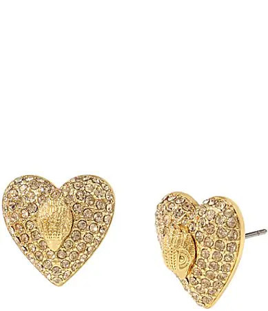 Kurt Geiger London Signature Eagle Pave Heart Stud Earrings - Gold | Dillard's