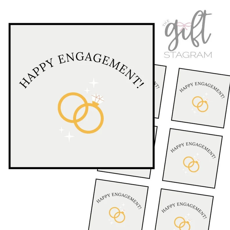 Happy Engagement Gift Tag | DIGITAL DOWNLOAD |  Engagement Gift Ideas | 3x3" Tags | Etsy (Global)
