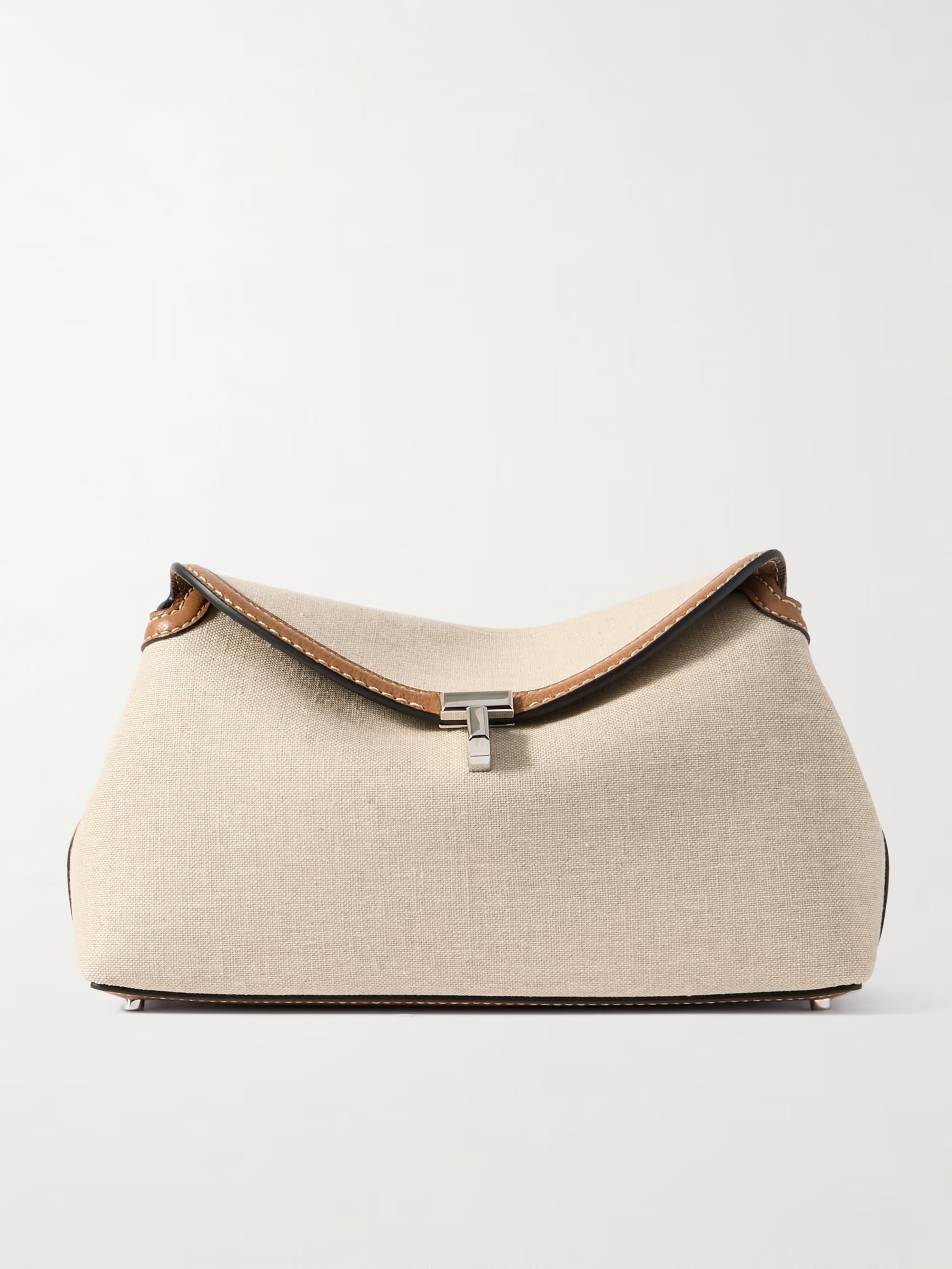 T-Lock leather-trimmed cotton-canvas clutch | NET-A-PORTER (US)