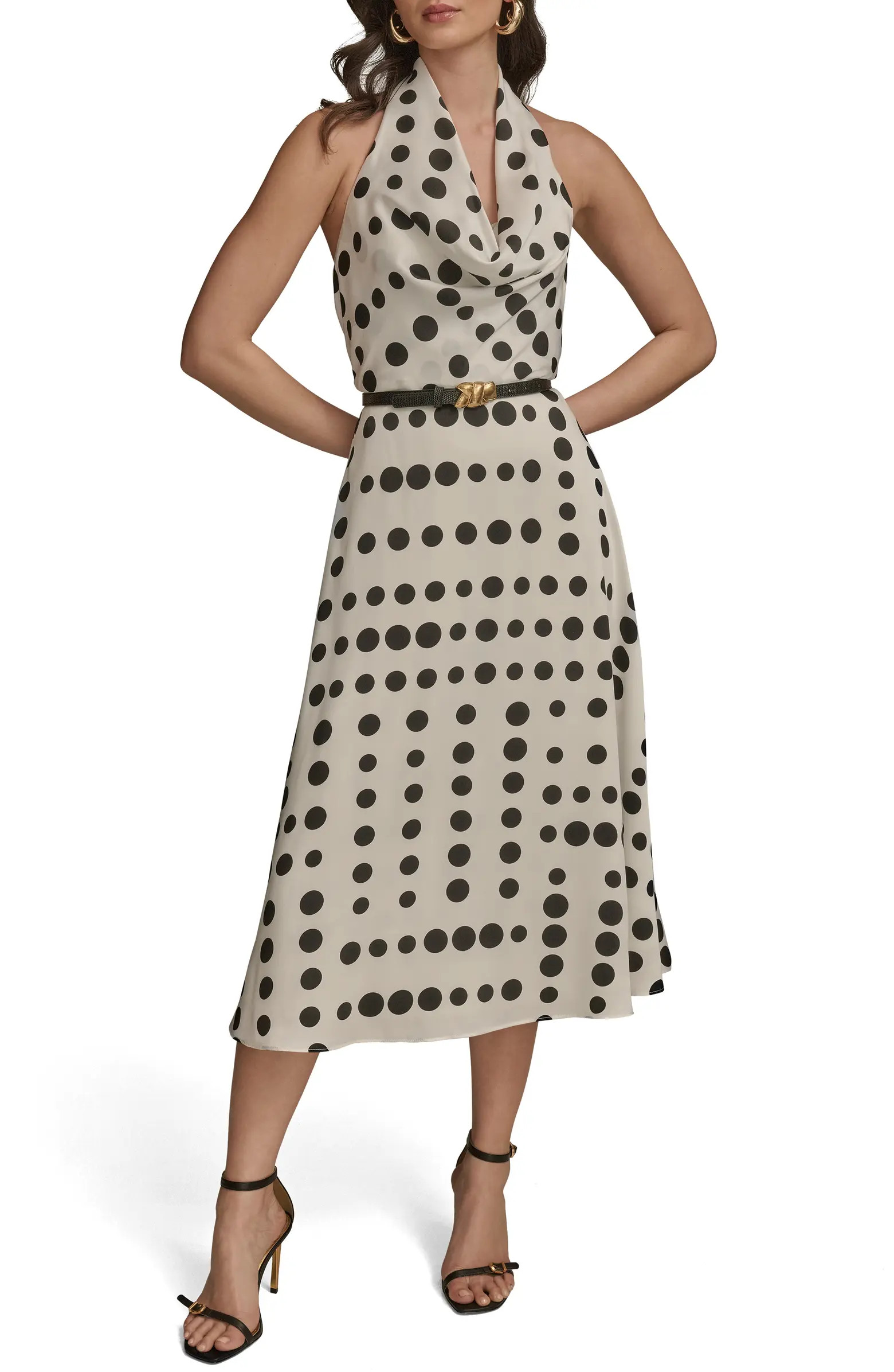 Donna Karan New York Poly Dot Halter Midi Dress | Nordstrom | Nordstrom