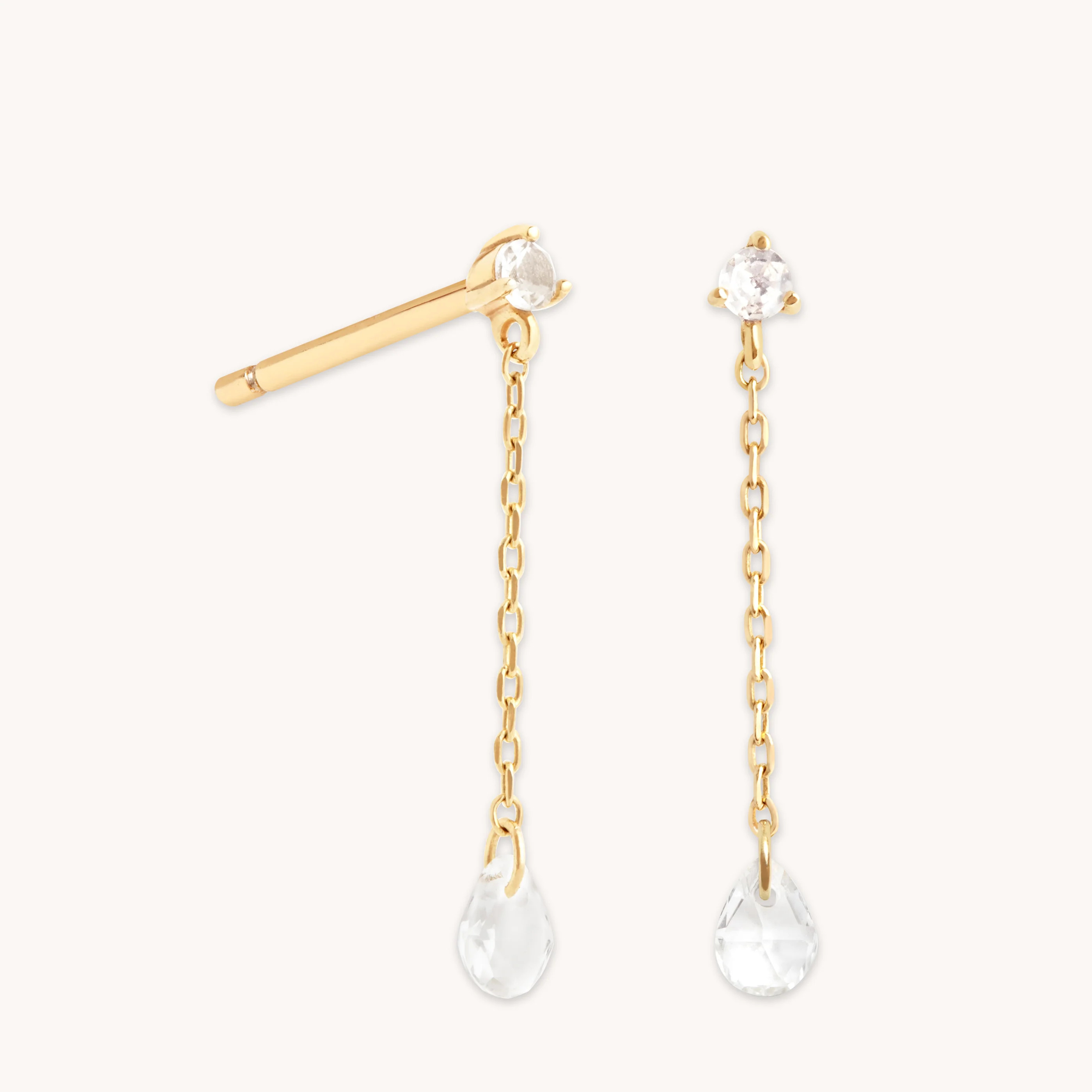 Topaz Chain Stud Earrings in Solid Gold | Astrid & Miyu UK