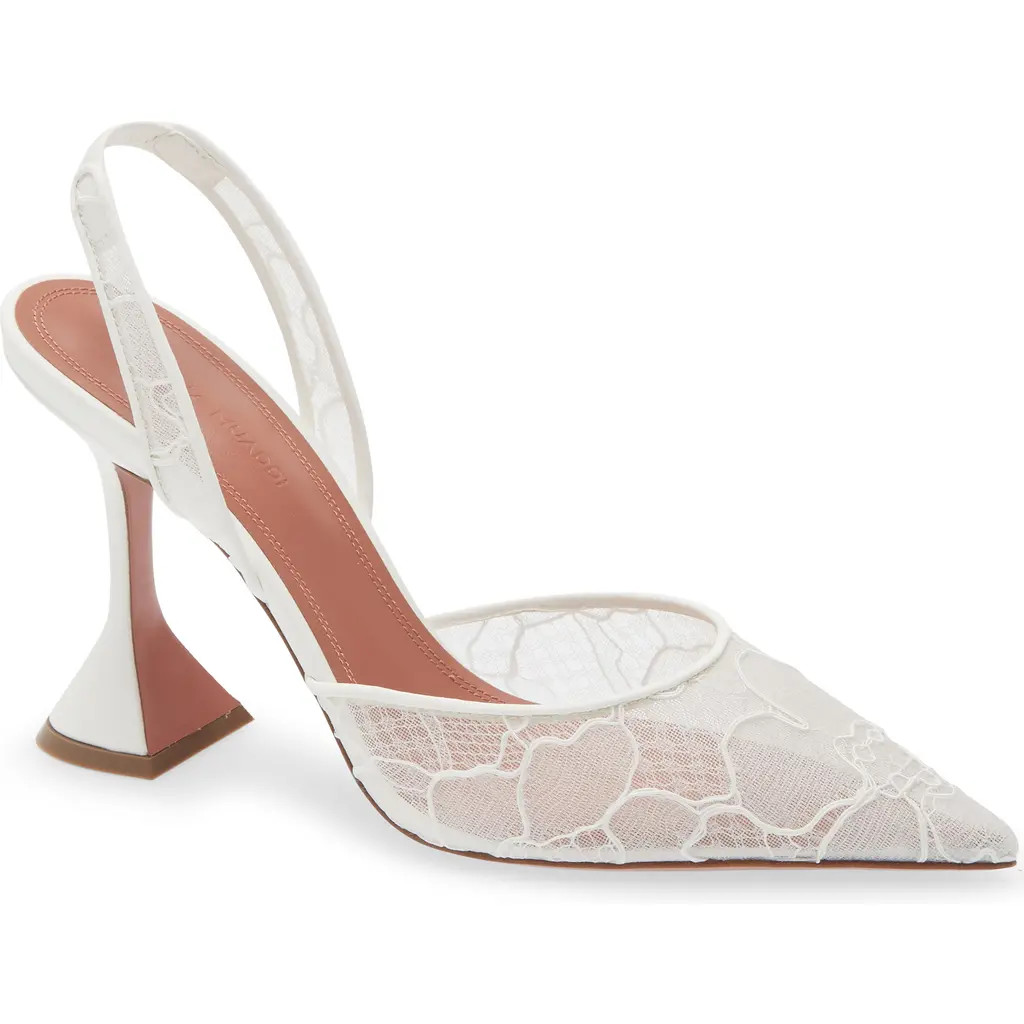 Amina Muaddi Holli Lace Slingback Pump in Ivory at Nordstrom, Size 35 | Nordstrom