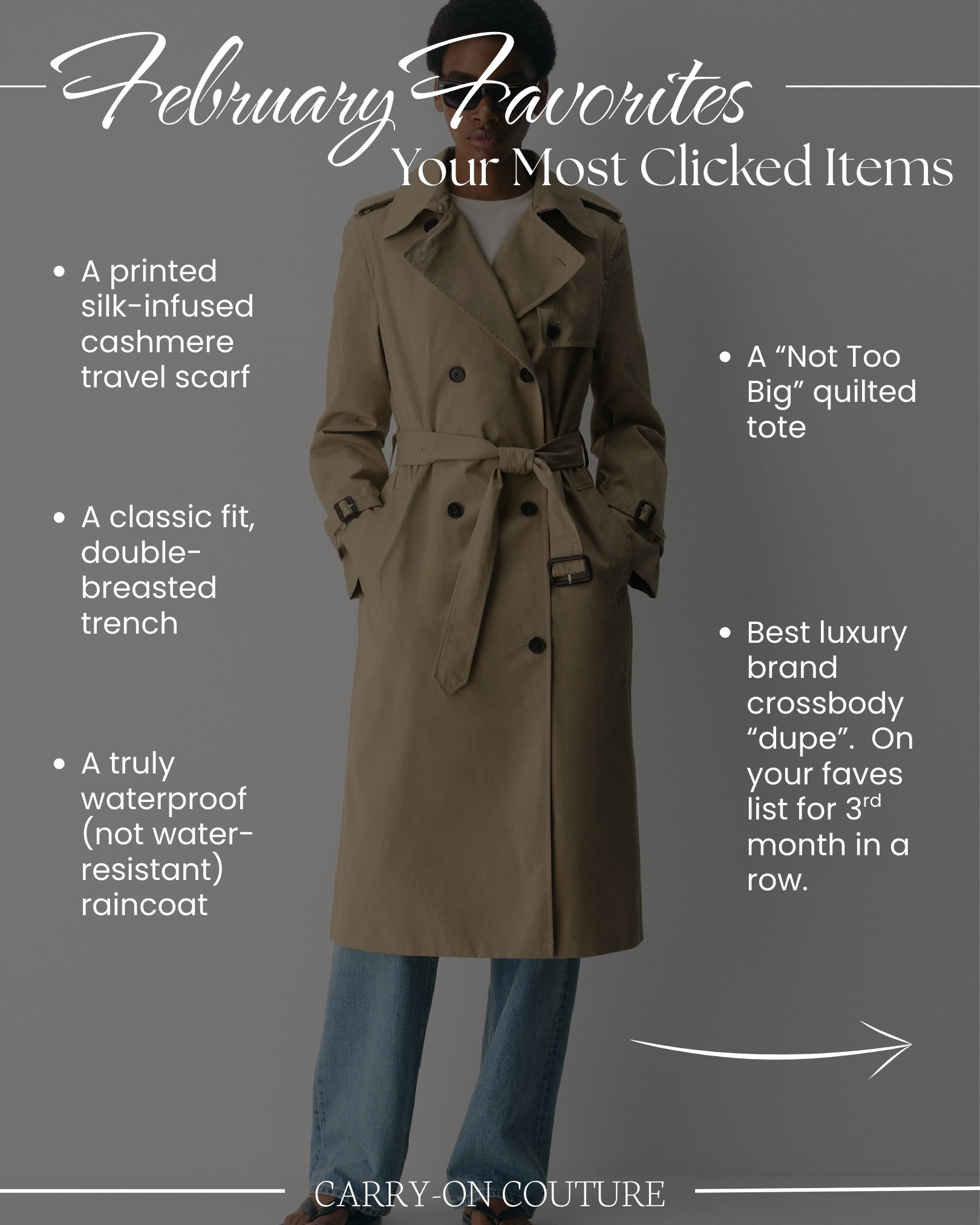 February Travel Favorites: Your Most Clicked Items…

It’s so much fun for me to see the items you loved most each month.  

The crossbody purse is making a third appearance on the favorites list…three months in a row!

#LTKTravel #LTKOver40