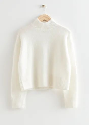 Cropped Mock Neck Knit Jumper - White - & Other Stories WW | & Other Stories US