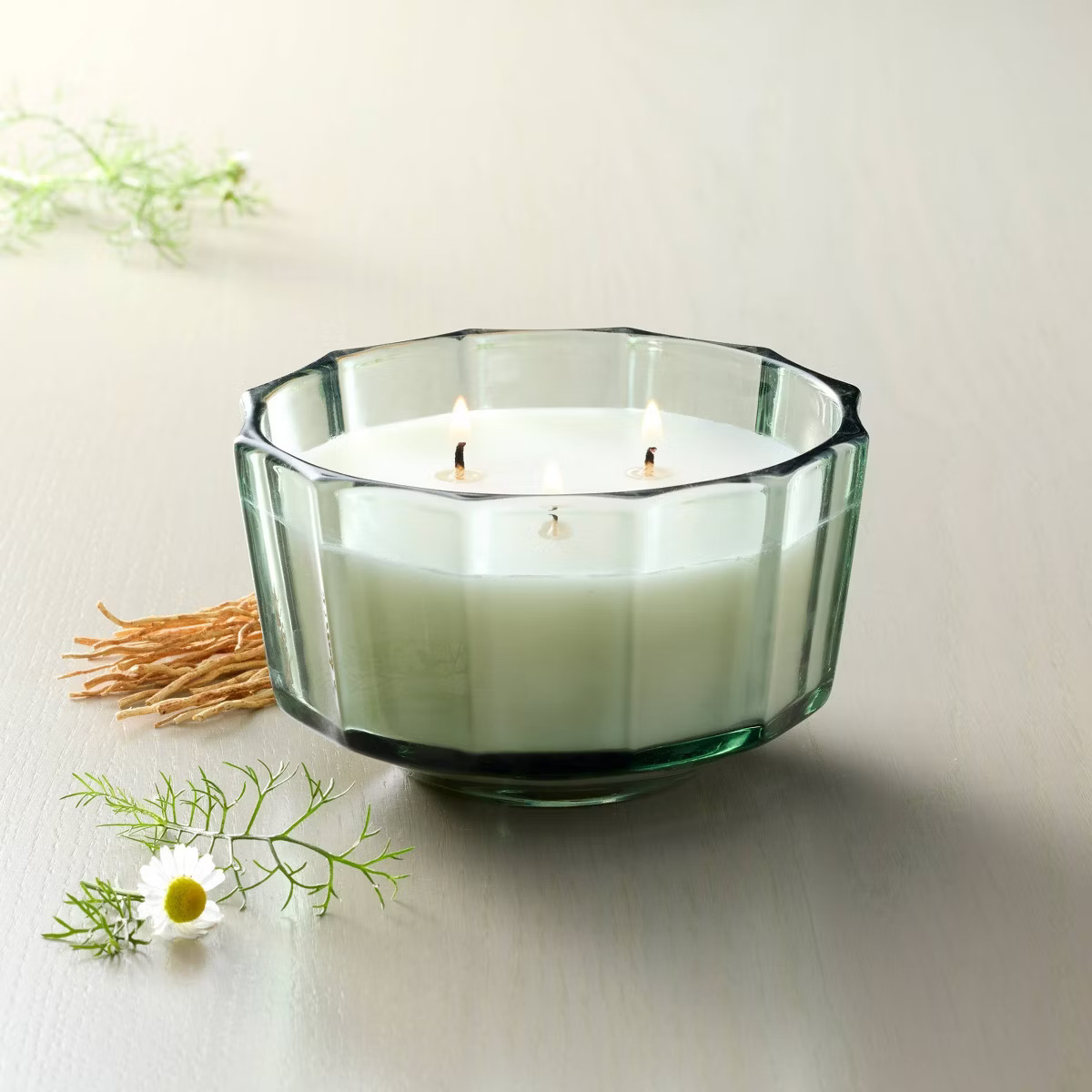 3 Wick Medium Colored Glass Faceted Jar Candle 12oz - Hearth & Hand™ with Magnolia | Target