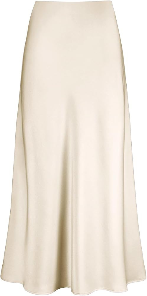Women's Satin High Waisted Maxi Skirts A Line Silk Long Skirt | Amazon (US)