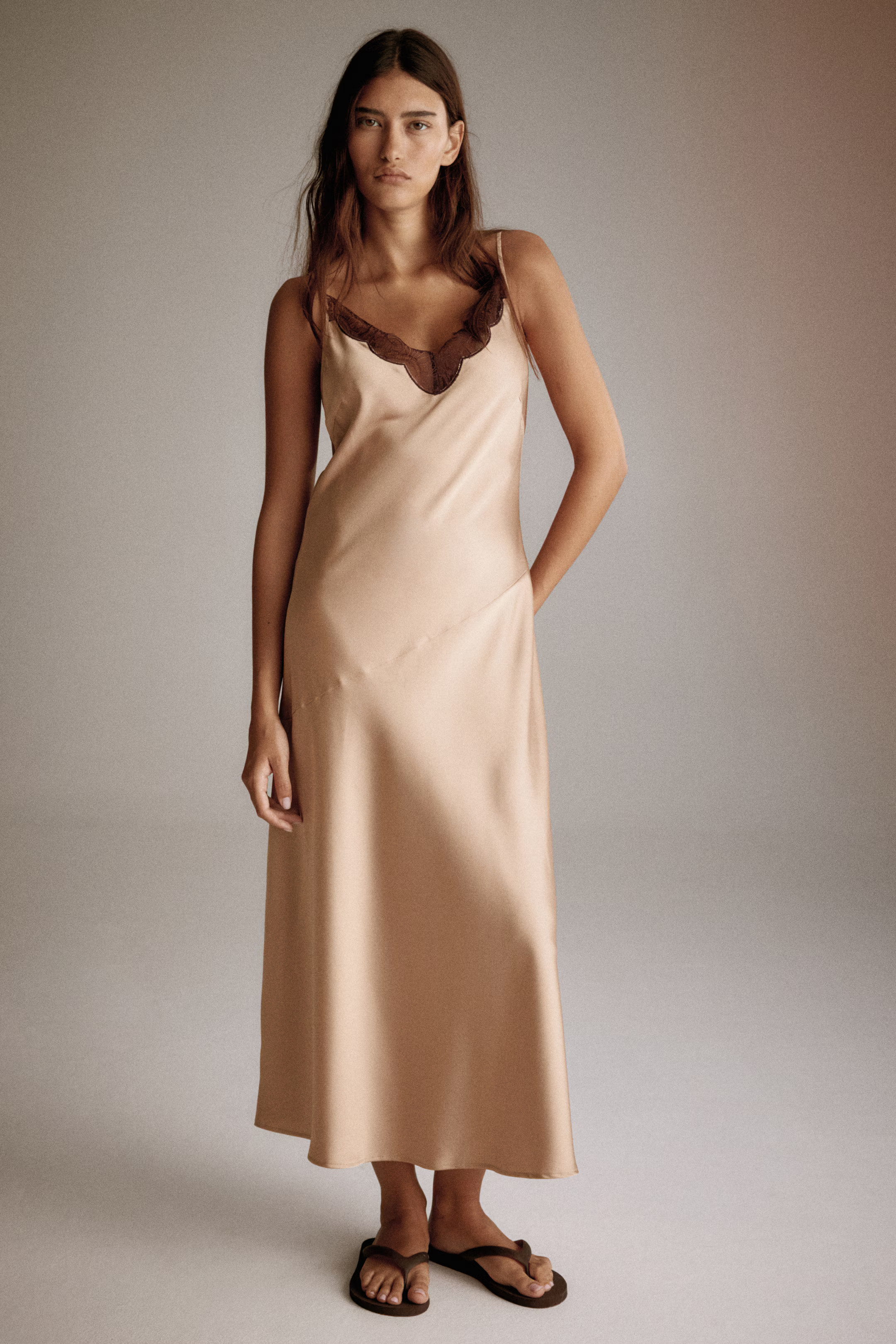 Lace-Trimmed Satin Dress | H&M (US + CA)