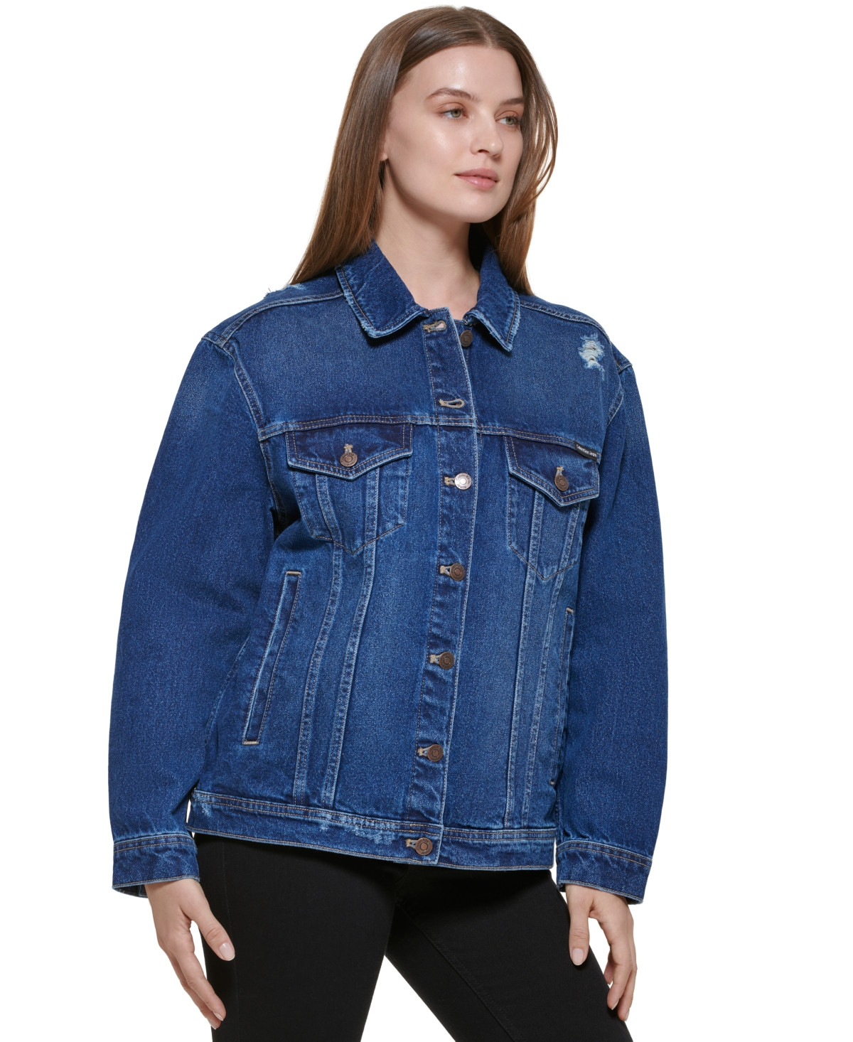 Calvin Klein Jeans Cotton Oversized Trucker Denim Jacket | Macys (US)