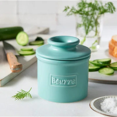 The Original Butter Bell crock by L Tremain, a Countertop French Ceramic Butter Dish Keeper for Spreadable Butter, Café Matte Aqua | Wayfair North America