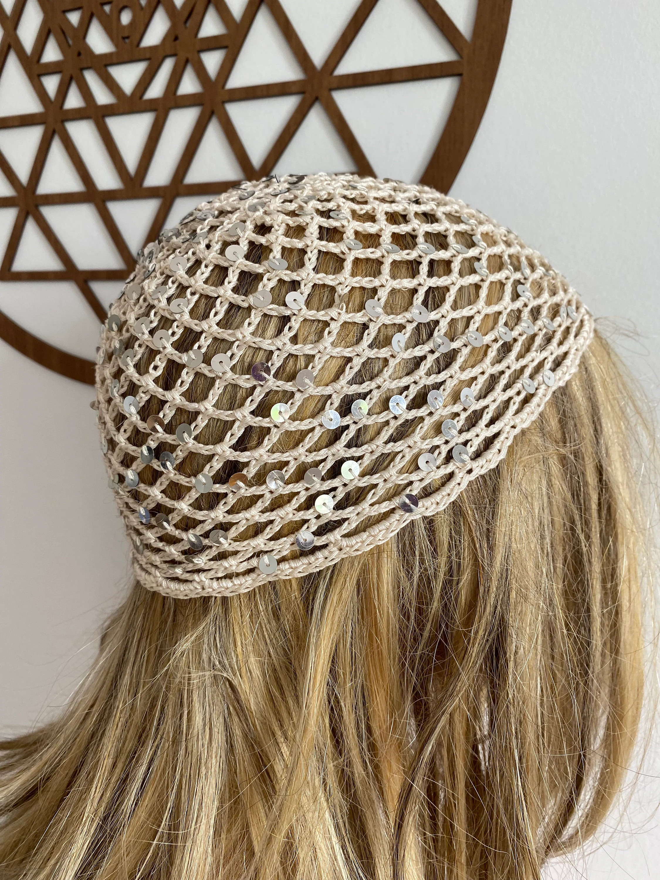 Crochet Sequins Hat – Boho Skull Cap, Netted Cotton, Handmade Festival Hat, Sequin Mesh Beanie | Etsy (Global)