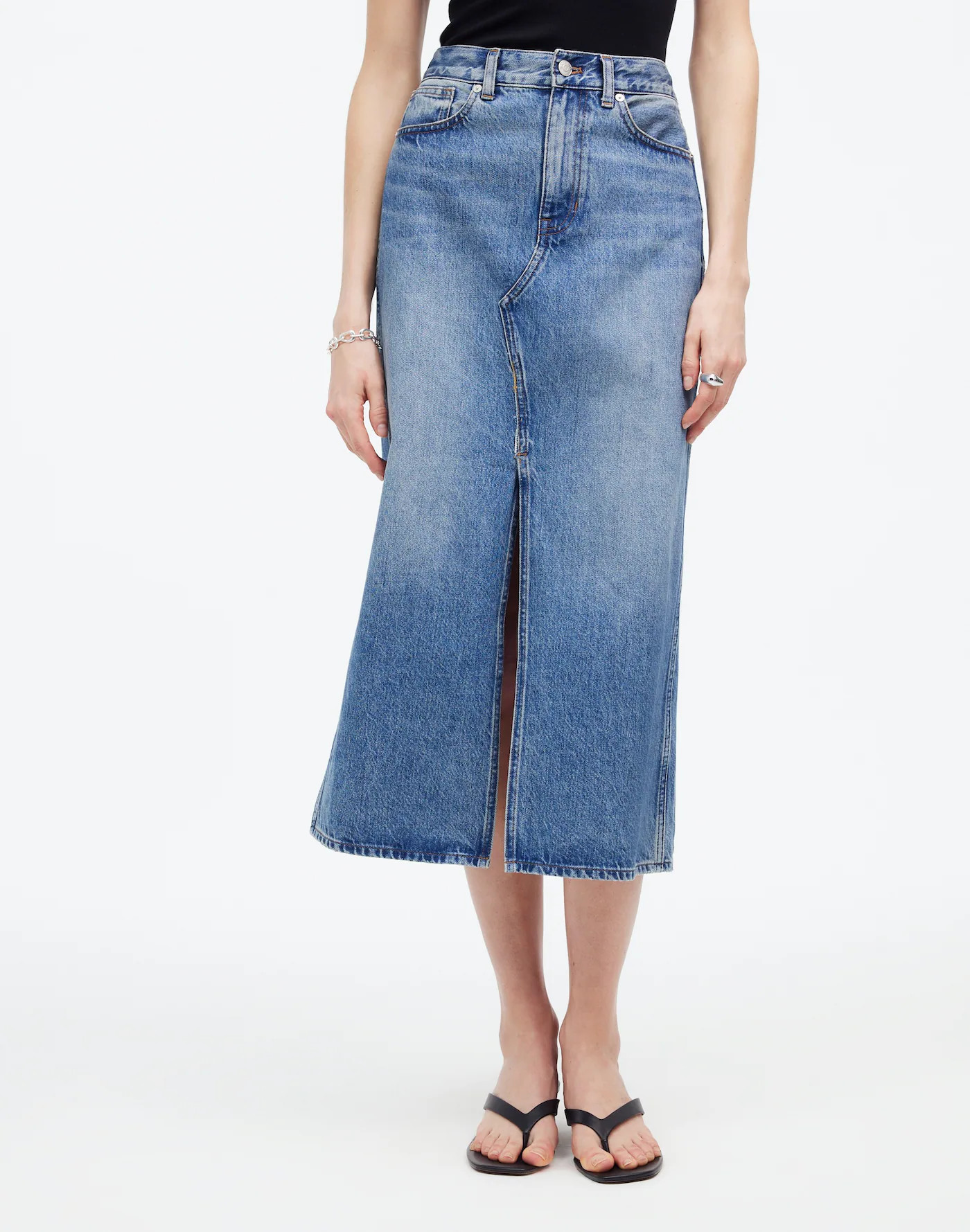 The Rilee Denim Midi Skirt | Madewell | Madewell
