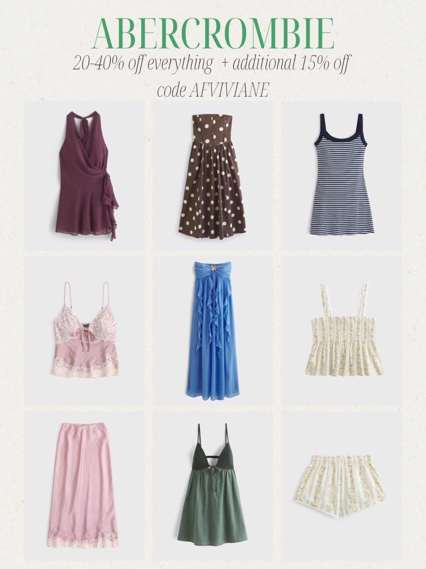 [3/26/26] @abercrombie  spring sale dresses and sets i added to my cart 🛒🤍🌸💐🌺 everything is 20-40% off + additional 15% off with code AFVIVIANE 

#LTKootd #LTKSeasonal #LTKSaleAlert