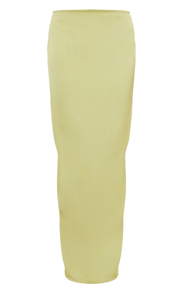 Chartreuse Satin Mid Rise Maxi Skirt | PrettyLittleThing US
