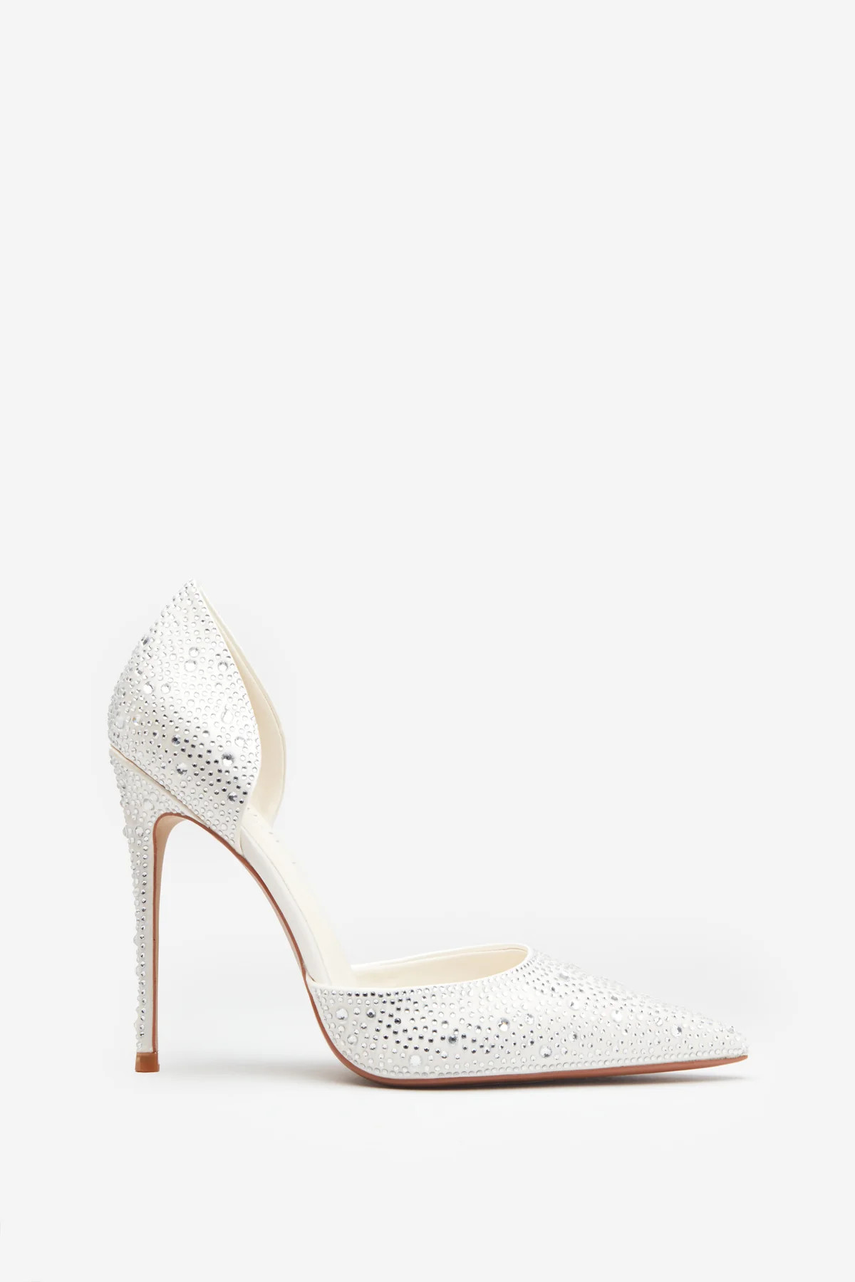 Catcher | Ivory Diamante Pointed Court Heels | Club L London