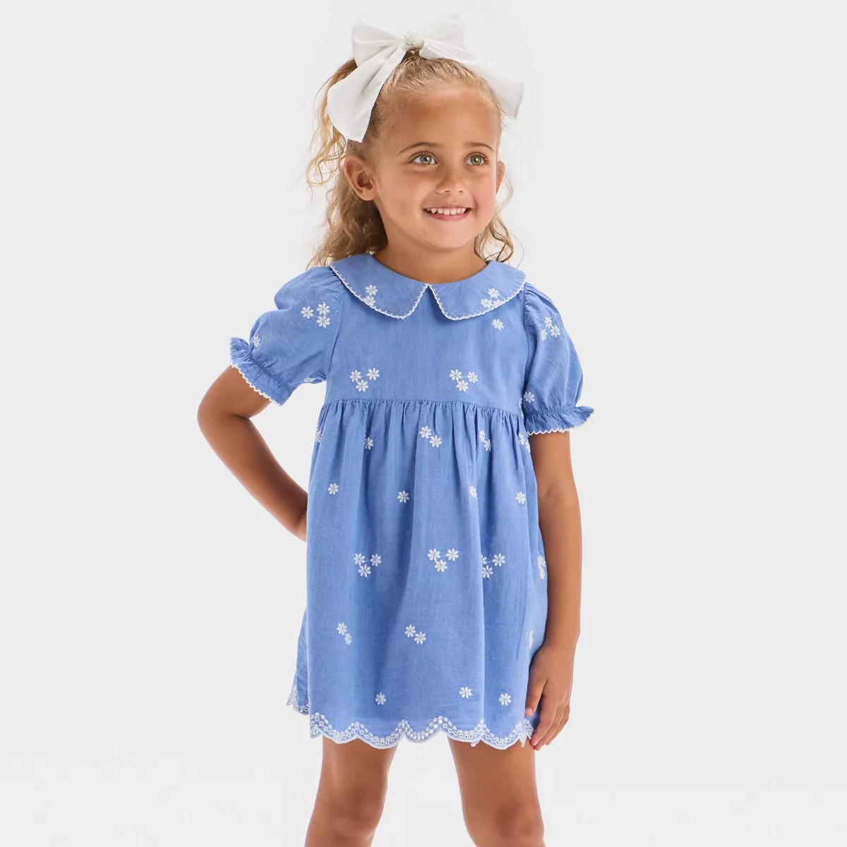 Toddler Girls' Floral Woven Dress - Cat & Jack™ Blue | Target