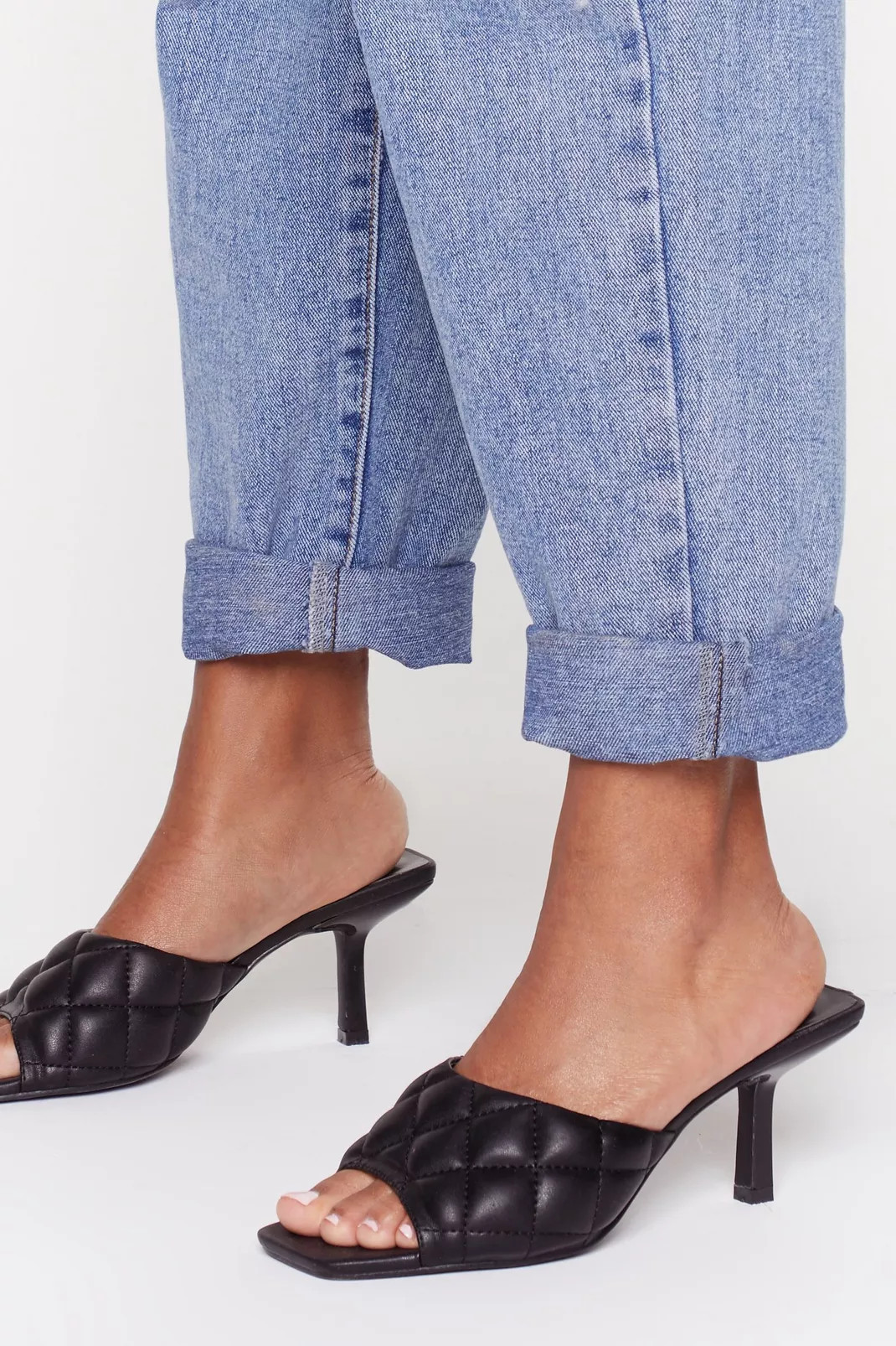 Faux Leather Quilted Kitten Heel Mules | Nasty Gal (US)