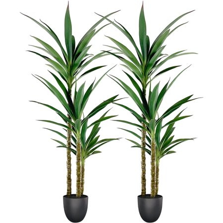GUVSOETS Artificial Tree 4.6 Feet Faux Agave Plant with 3 Heads in Plastic Pot Artificial Plant Tree | Walmart (US)