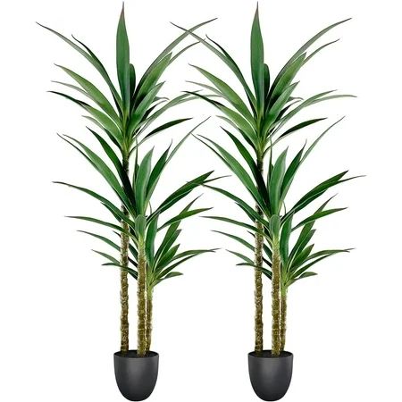 GUVSOETS Artificial Tree 4.6 Feet Faux Agave Plant with 3 Heads in Plastic Pot Artificial Plant Tree | Walmart (US)