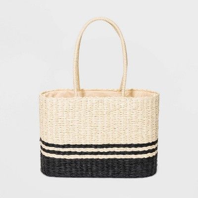Striped Straw Tote Handbag - A New Day™ Natural | Target
