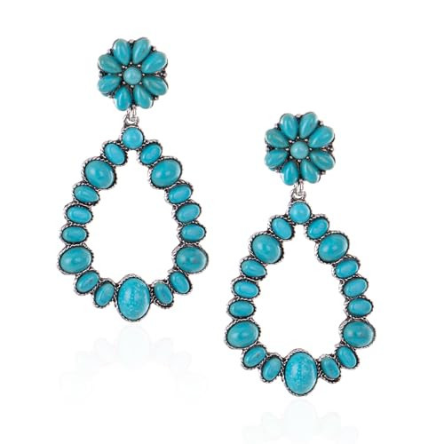 Rustic Couture's Western Turquoise Earrings for Women Statement Western Country Jewelry RCE-1043TQ | Amazon (US)