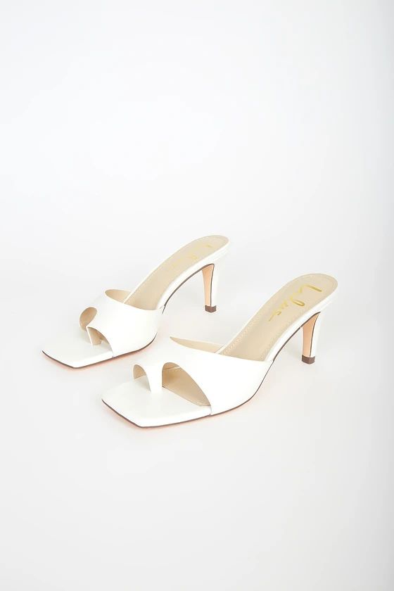 Janey White Square-Toe High Heel Sandals | Lulus (US)