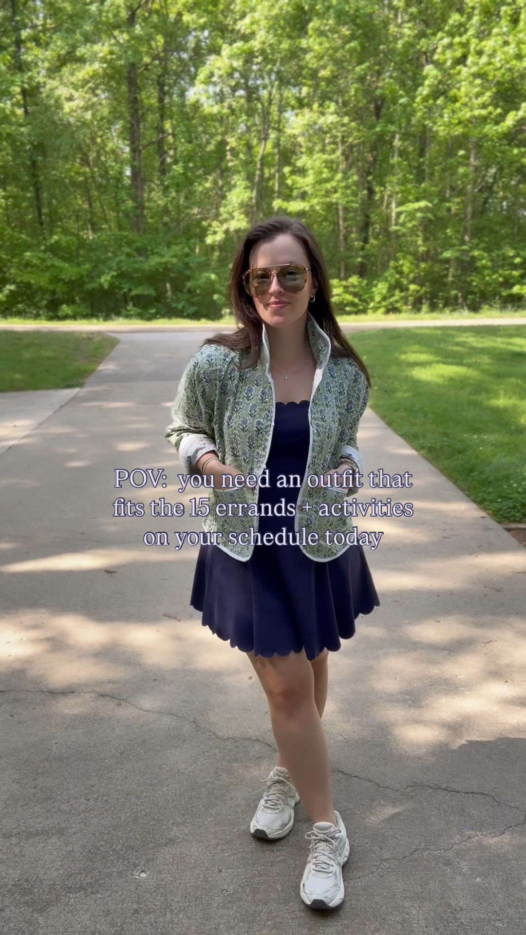 Activewear dress from Amazon - navy scalloped. I’m in a small

White ivory sneakers asics - size up 1/2 size 

Eleanor James quilted jacket - perfect light layer for spring & summer!

#LTKActive #LTKStyleTip #LTKFindsUnder100
