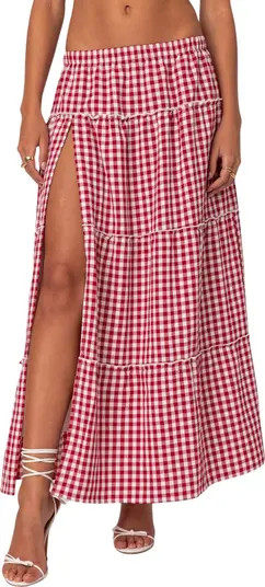 Gingham Tiered Maxi Skirt | Nordstrom