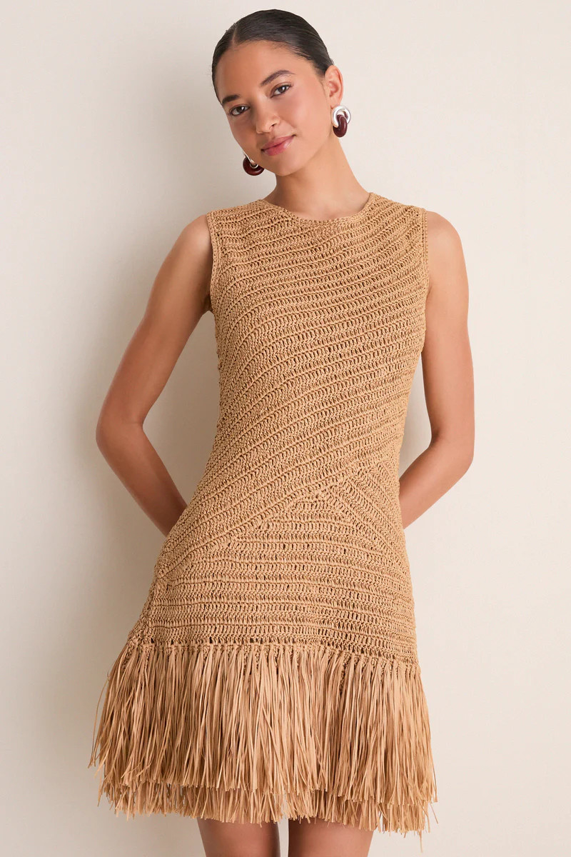 Natural Mira Crochet Mini Dress | Tuckernuck (US)