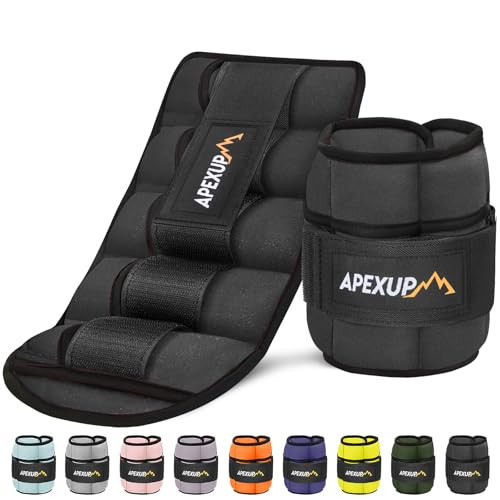 APEXUP 10lbs/Pair Adjustable Ankle Weights for Women and Men, Modularized Leg Weight Straps for Yoga, Walking, Running, Aerobics, Gym (Black) | Amazon (US)