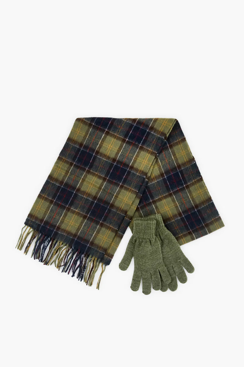 Classic Olive Tartan And Scarf Glove Gift Set | Tuckernuck (US)