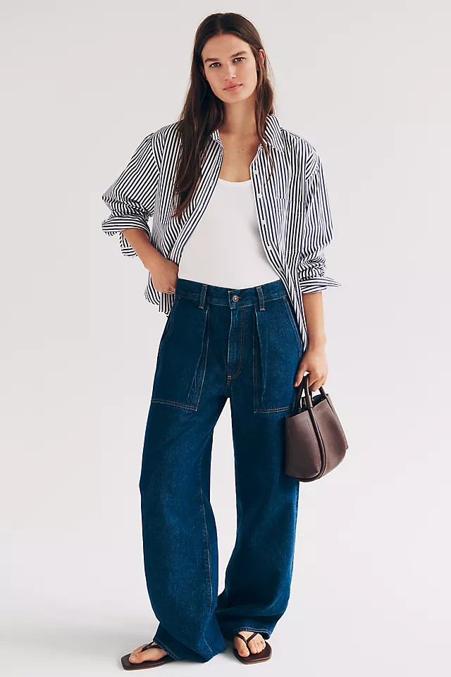 AGOLDE Low Curve Utility Mid-Rise Barrel-Leg Jeans | Anthropologie (US)