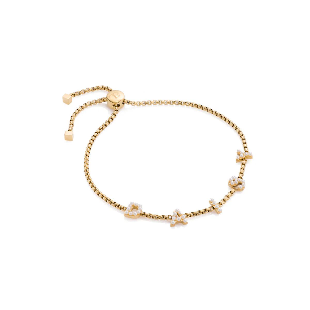 Pearl Custom Name Bracelet (Gold) | Abbott Lyon