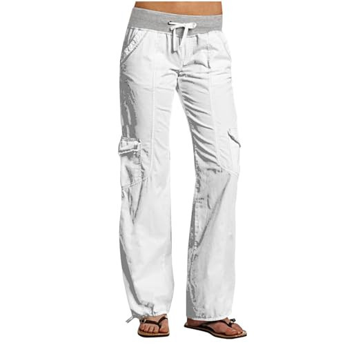 Hvyesh Low Rise Pants for Women, Cargo Pants Women, Casual, Drawstring, Straight Leg, Hiking Pants, Y2k, Trendy Trousers, L | Amazon (US)