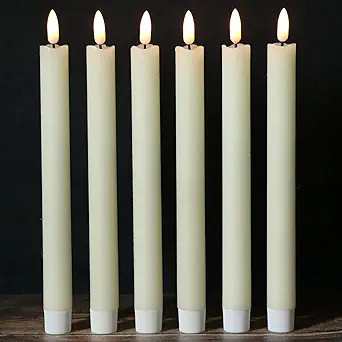 Wondise Ivory Flameless Taper Candles with Timer, 6 Pack Battery Operated LED Flickering 3D Flame... | Amazon (US)