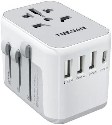 Universal Power Adapter, TESSAN International Travel Plug Adaptor with 4 USB Ports (1 USB C), All... | Amazon (US)
