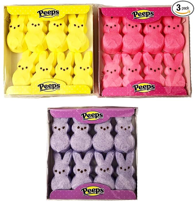 Marshmallow Peeps Pink, Purple, and Yellow Easter Bunnies 8 ct (Pack of 3) | Amazon (US)