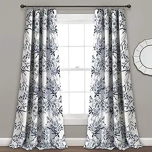 Lush Decor, Navy Botanical Garden Curtains Floral Bird Print Room Darkening Window Panel Drapes S... | Amazon (US)