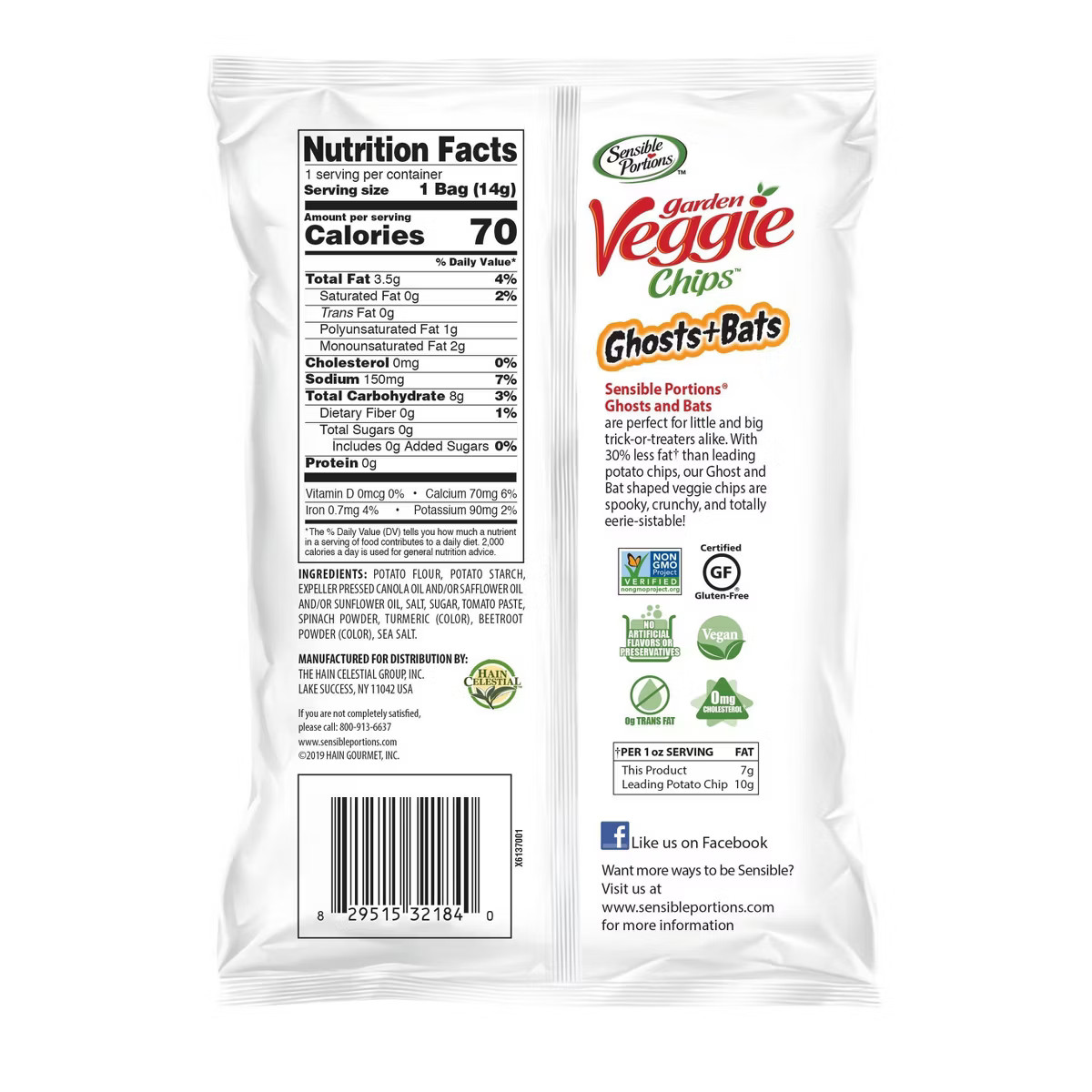 Sensible Portions Halloween Garden Veggie Ghosts & Bats Sea Salt Flavored Chips - 6oz/12ct | Target