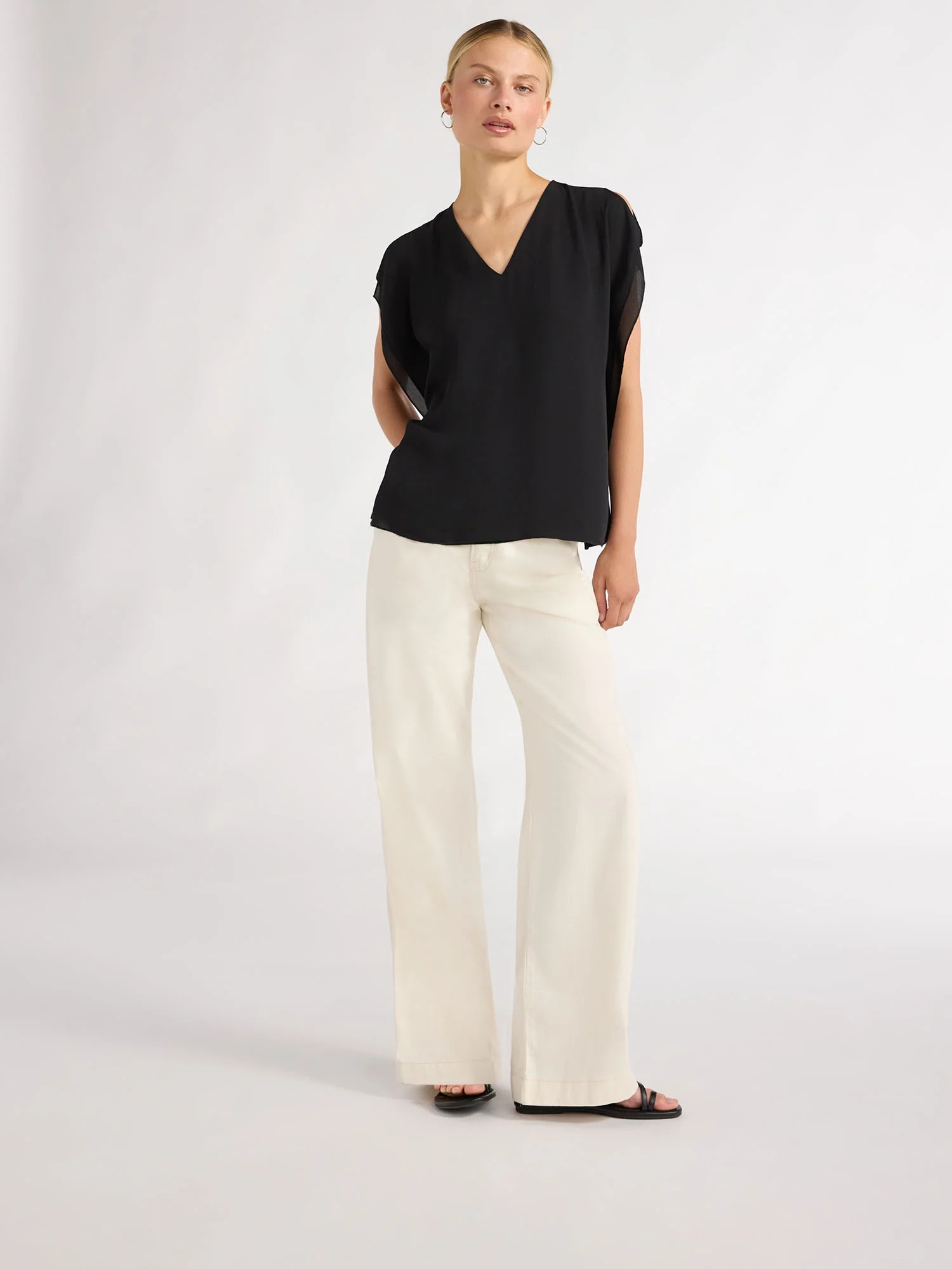 Scoop Women’s Side Flutter Top, Sizes XS-XXL | Walmart (US)