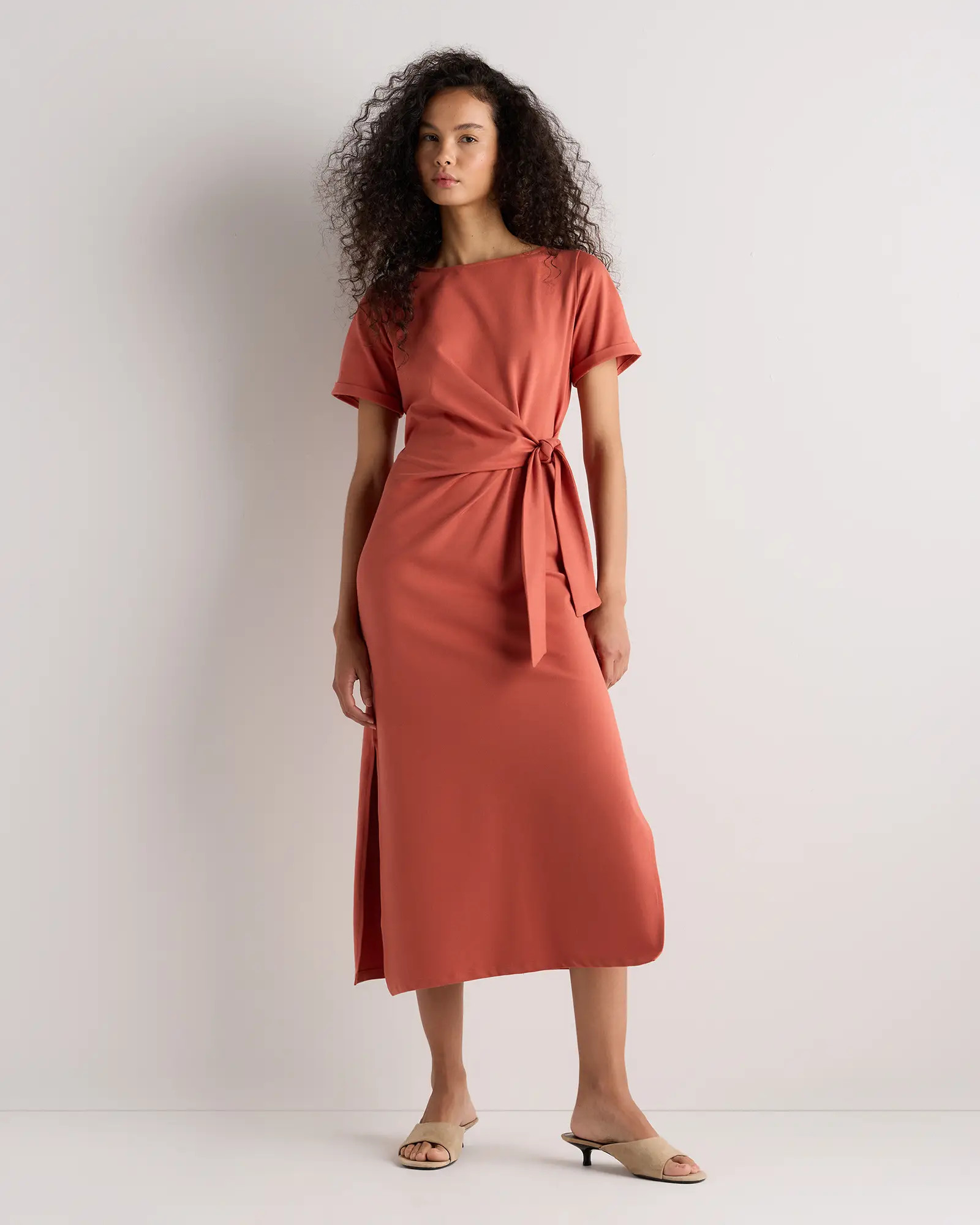Stretch Cotton Jersey Side Tie Midi Dress | Quince