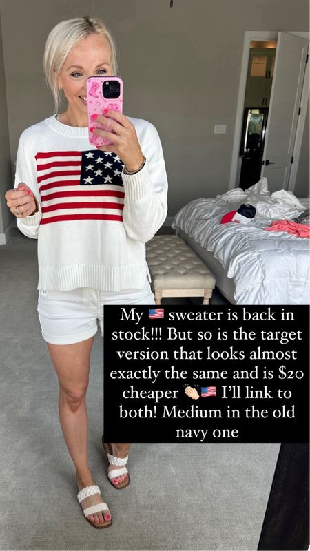 My sweater is back in stock! So is the target version and it’s $15 cheaper!!! Wearing a medium. Perfect for the 4th of July  

#LTKFindsUnder100 #LTKFindsUnder50 #LTKStyleTip
