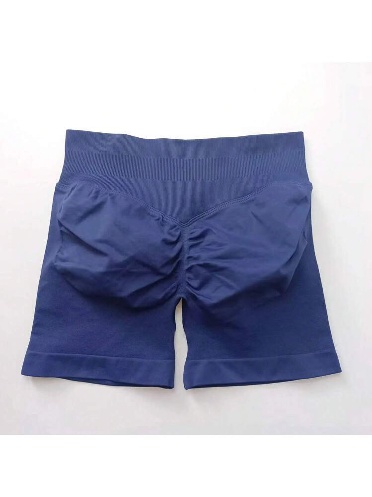 Impact Shorts Women Fitness Sports Biker 4.5" Low Ribbed Band Gym Shorts Workout Scrunch Butt Yog... | SHEIN