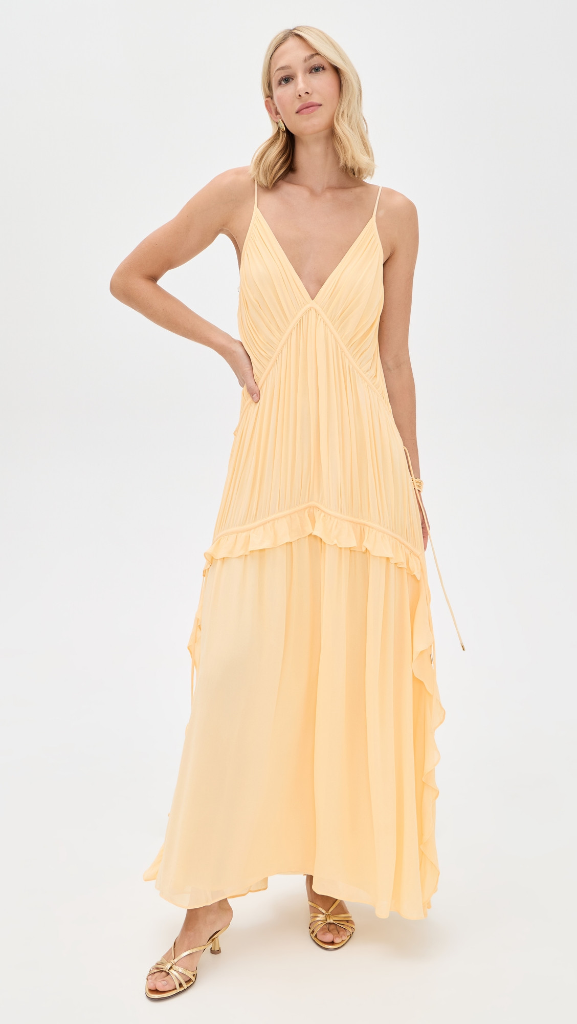 Dress To Ruffle Maxi Dress Beige Shell XS | Shopbop