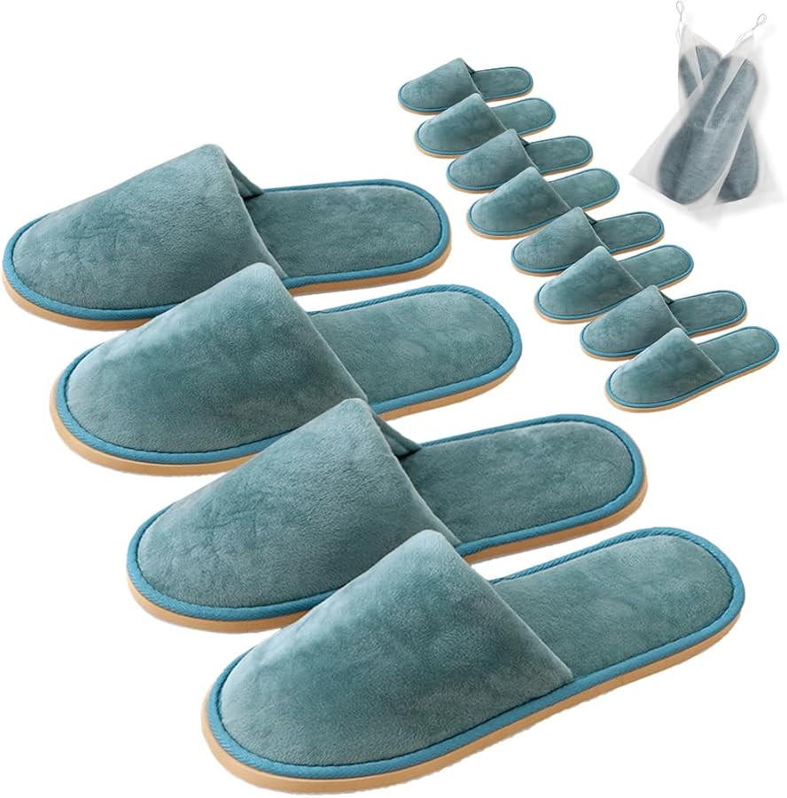 GONG GONG 6-12 Pairs Non Slip Disposable Slippers, Washable & Reusable, Closed Toe Crystal Velvet... | Amazon (US)