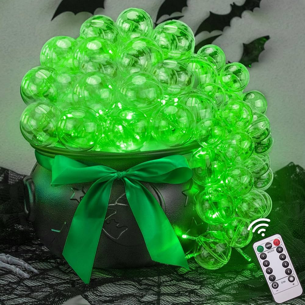 AYGXU Halloween Decorations Indoor-Green Light Bubble Witch Cauldron DIY,Plastic Cauldron Pot, Bl... | Amazon (US)