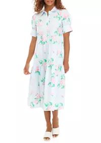 Crown & Ivy™ Women's Floral Printed Midi Shirt Dress | Belk