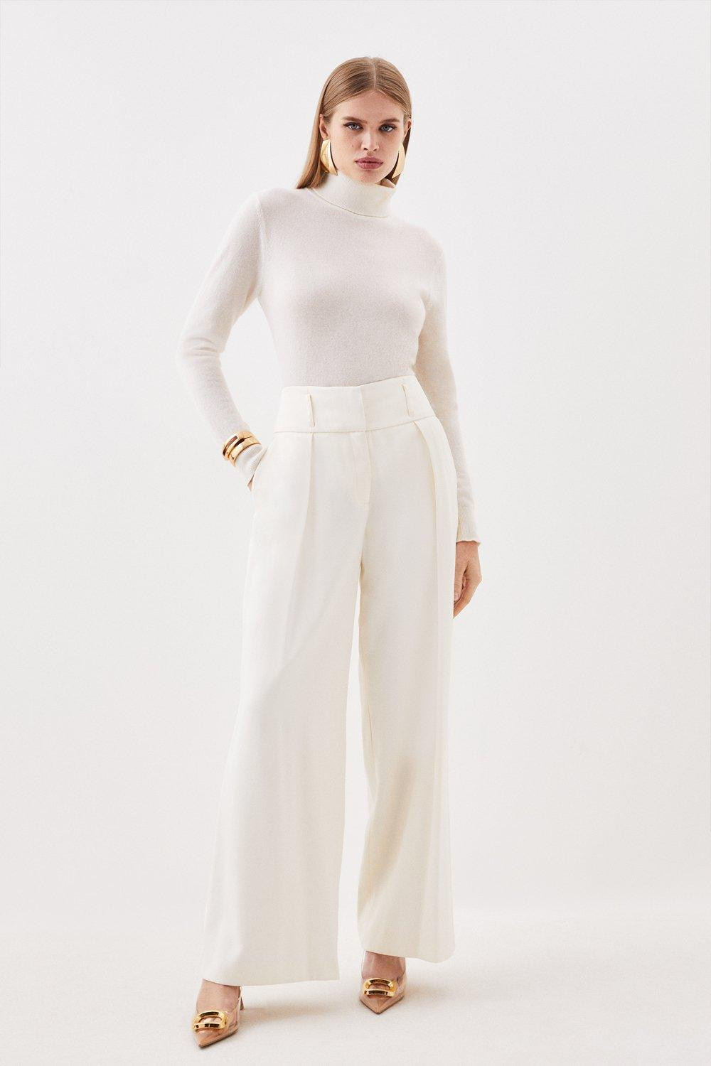 Tailored High Waisted Wide Leg Trousers | Karen Millen UK + IE + DE + NL