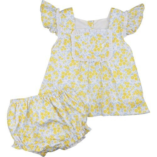 Yellow Floral Pique Diaper Set - Shipping Early April | Cecil and Lou