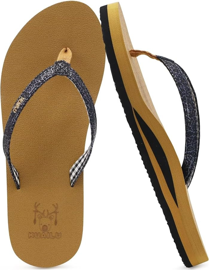 KuaiLu Womens Arch Support Flip Flops Comfortable Yoga Mat Slip on Summer Beach Walking Thong Cus... | Amazon (US)