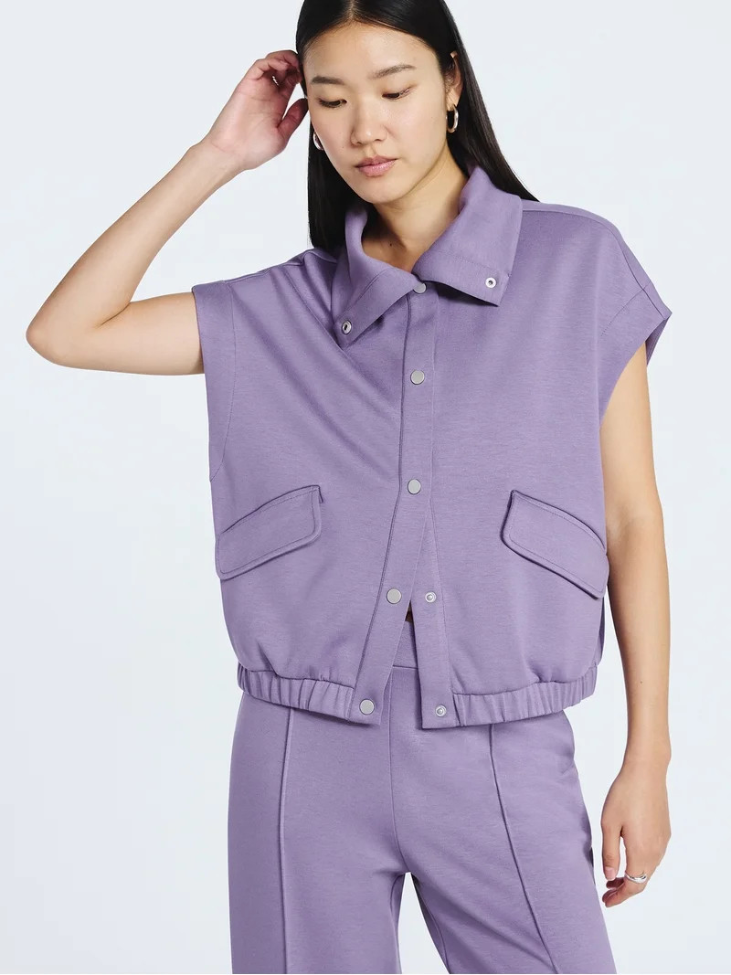 Scoop Women's and Women's Plus New Scubaknit Snap Vest, Sizes XS-4X | Walmart (US)